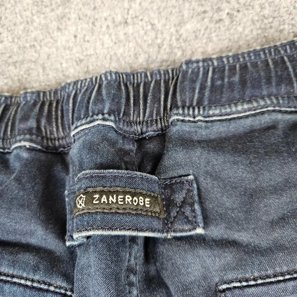Zanerobe Sureshot Jogger Pants Mens 32 Dark Blue Faded Slim Fit Drawstring Denim